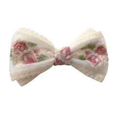 Rose Embroidery Lace Hair Bow