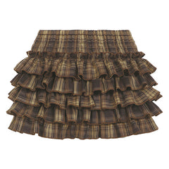 Ruffle Tiered Plaid Mini Skirt