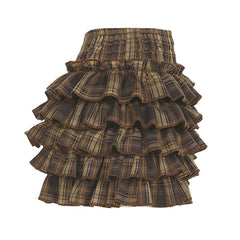 Ruffle Tiered Plaid Mini Skirt