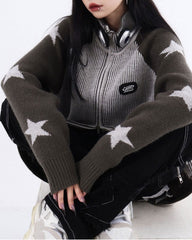 Star Girl Aesthetic Zip Up Sweater