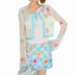 Star Girl Crochet Mesh Cardigan