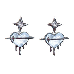 Saturn Star Heart Earrings
