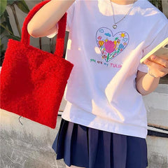 Tulip Embroidery Aesthetic T-Shirt