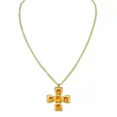 Vintage Golden Cross Pendant Necklace