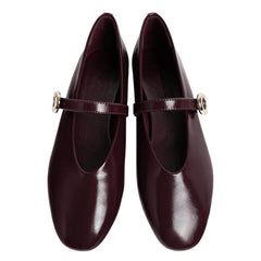Wine Red Strap Ballet Flats