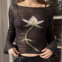 Y2K Lily Crochet Long Sleeve Top