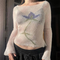 Y2K Lily Crochet Long Sleeve Top