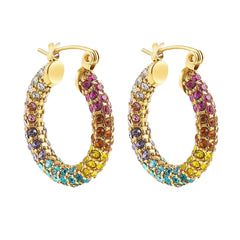 Y2K Rainbow Crystal Hoop Earrings