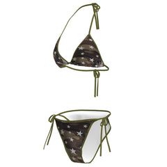 Y2K Star Pattern Camo Bikini Set